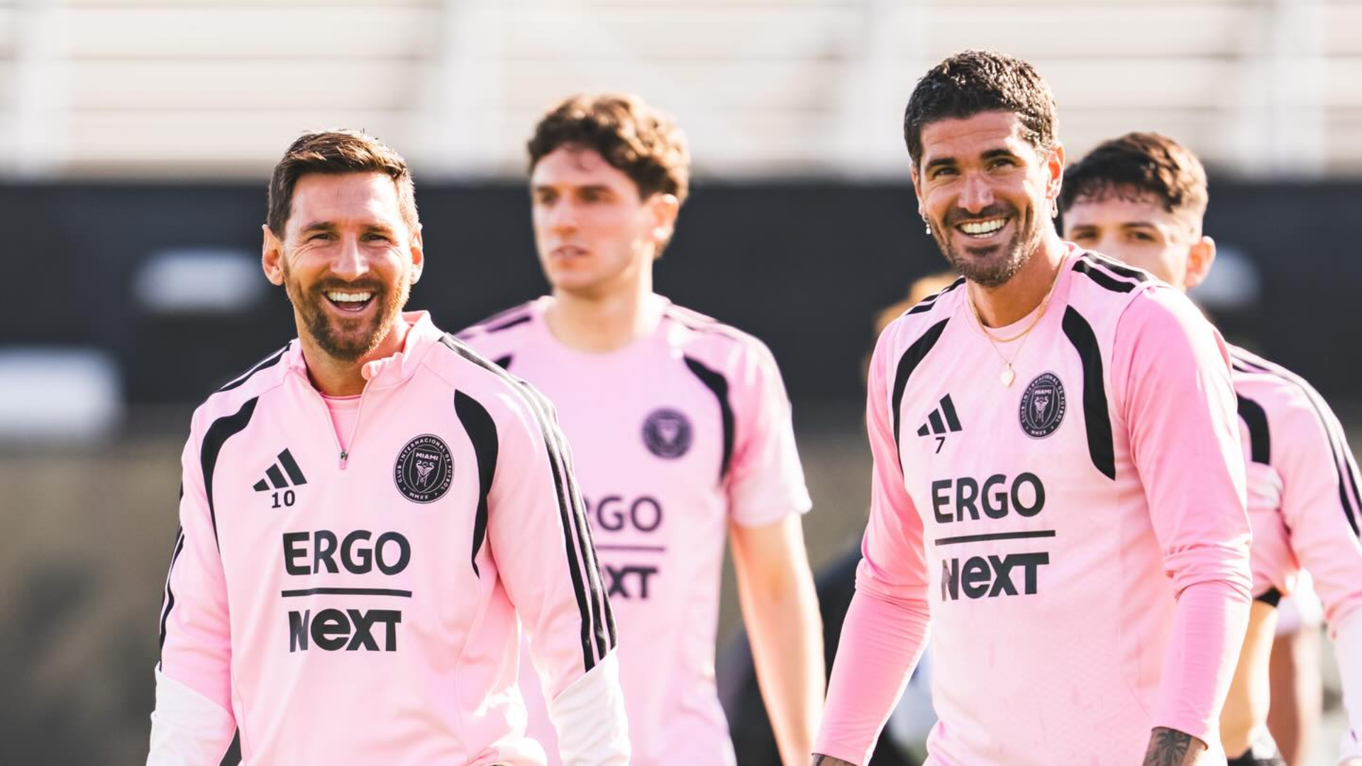 Lionel Messi y Rodrigo de Paul en entrenamiento con Inter Miami CF